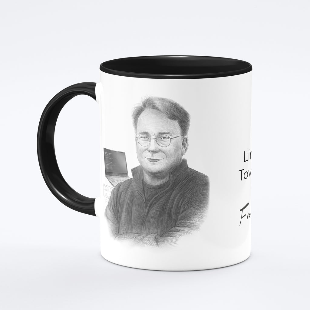 Tasse "Linus Torvalds" - weiß mit Portrait-Aufdruck-Tassen-Flora-UpH Kunstladen