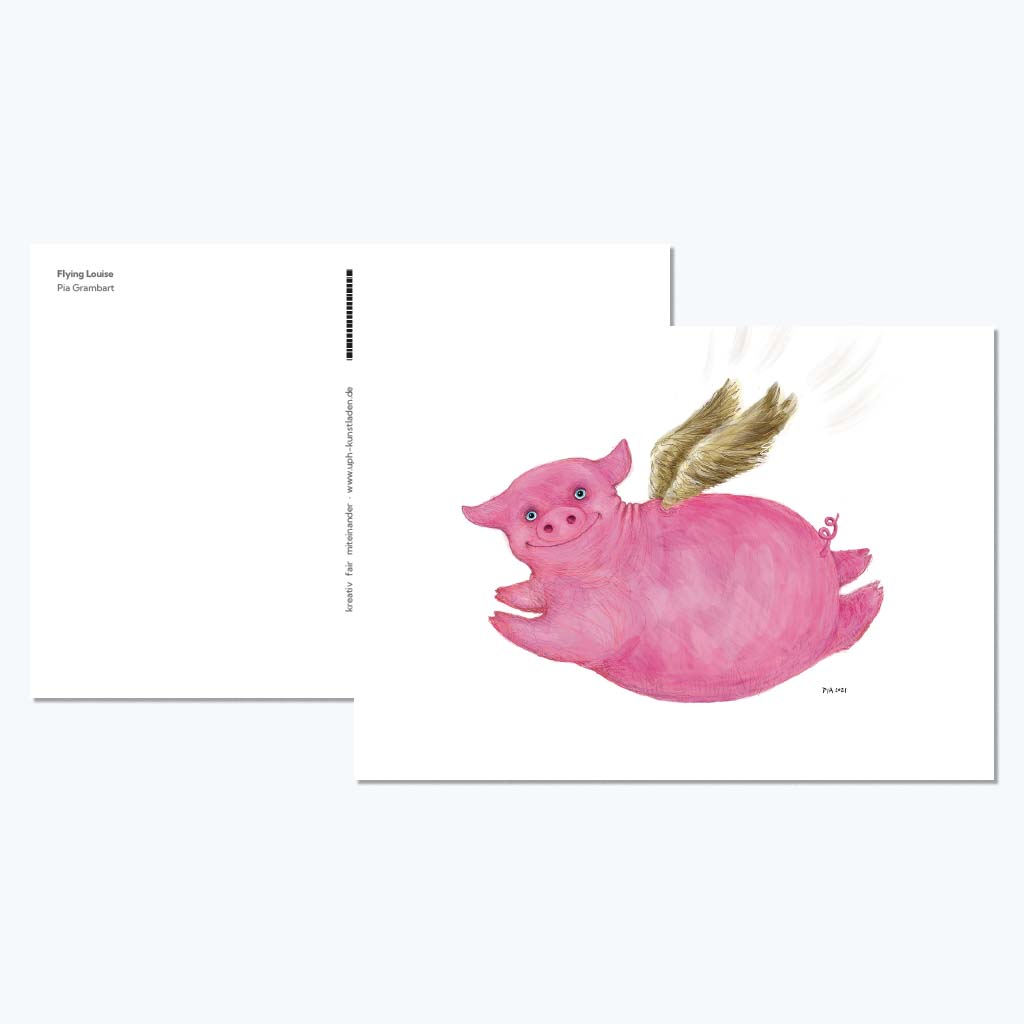 Kunstdruckkarte "Flying Louise"-Postkarten-Pia Grambart-UpH Kunstladen
