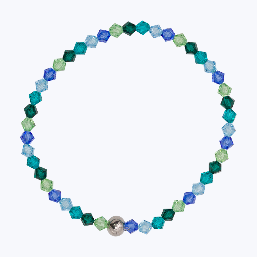 Armband Kristallglasperlen Blau/Grün-Armbänder-Tina Siefke-UpH Kunstladen