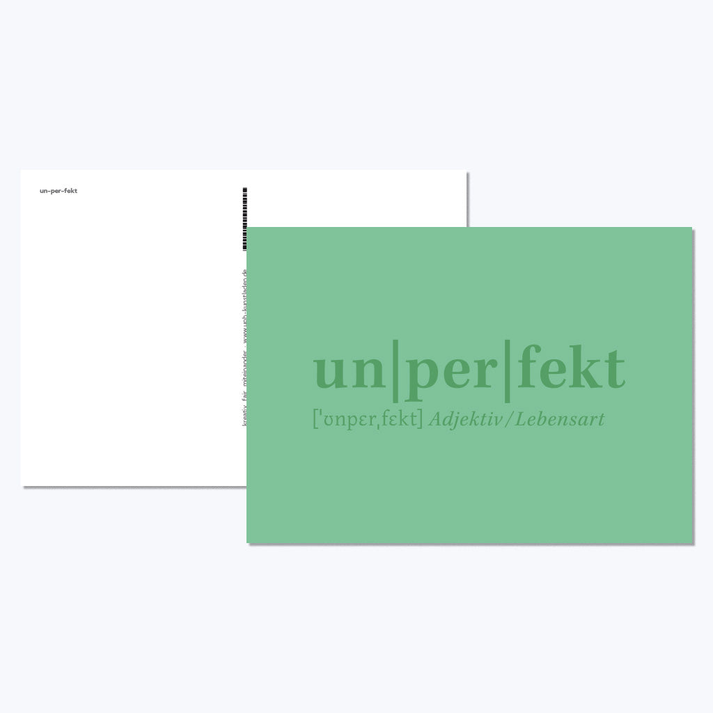 Kunstdruckkarte "un-per-fekt" - Softtouch-Karte mit glänzendem Schriftzug-Postkarten-UpH Kunstladen-UpH Kunstladen