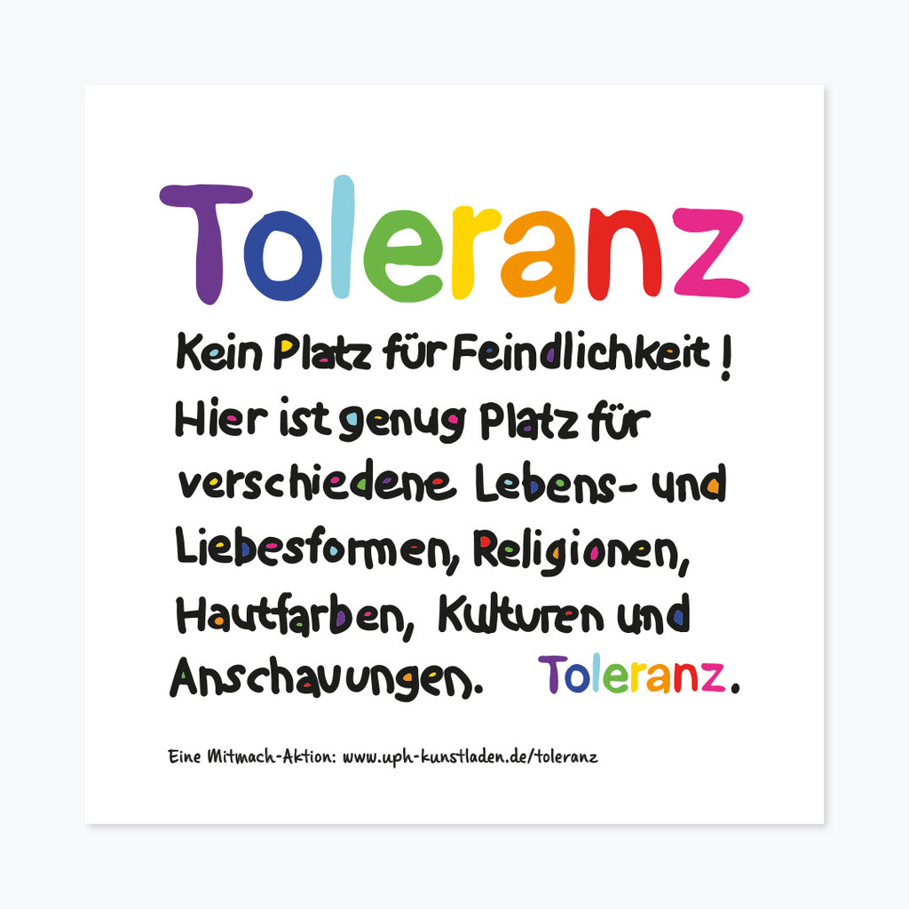 Fensteraufkleber "Toleranz - eine Mitmach-Aktion"-Wandbilder-UpH Kunstladen-UpH Kunstladen