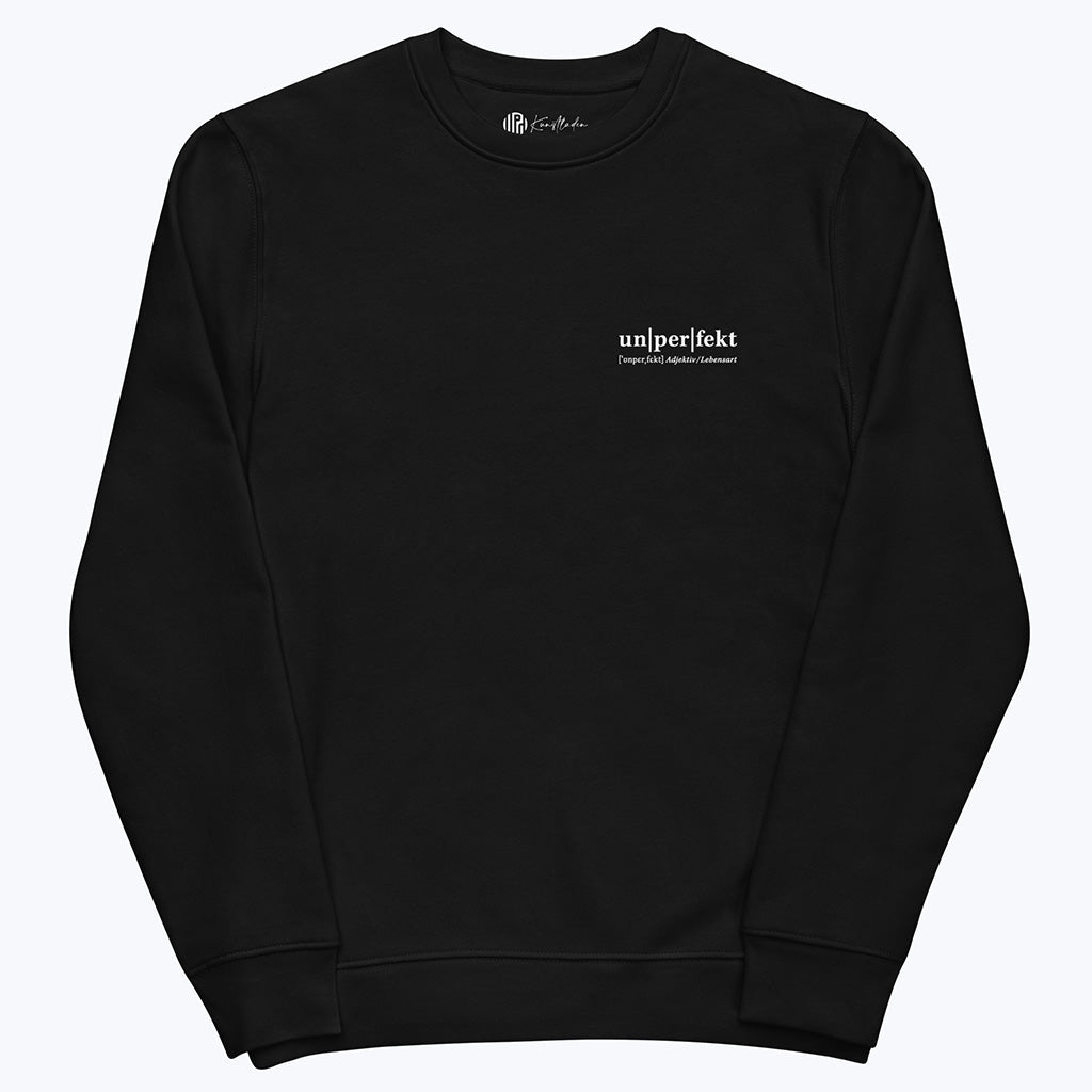 Pullover "Un-per-fekt" - Bio-Sweatshirt mit Aufdruck, schwarz-Pullover-UpH Kunstladen-UpH Kunstladen