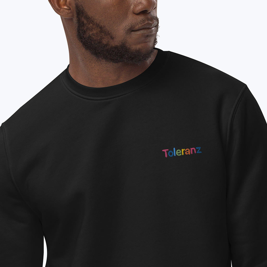 Pullover "Toleranz" - Bio-Sweatshirt mit gesticktem Motiv-Pullover-UpH Kunstladen-UpH Kunstladen