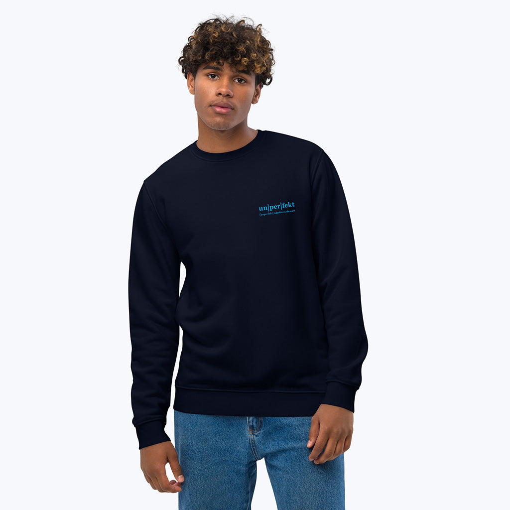 Pullover "Un-per-fekt" - Bio-Sweatshirt mit Aufdruck, navy-Pullover-UpH Kunstladen-UpH Kunstladen