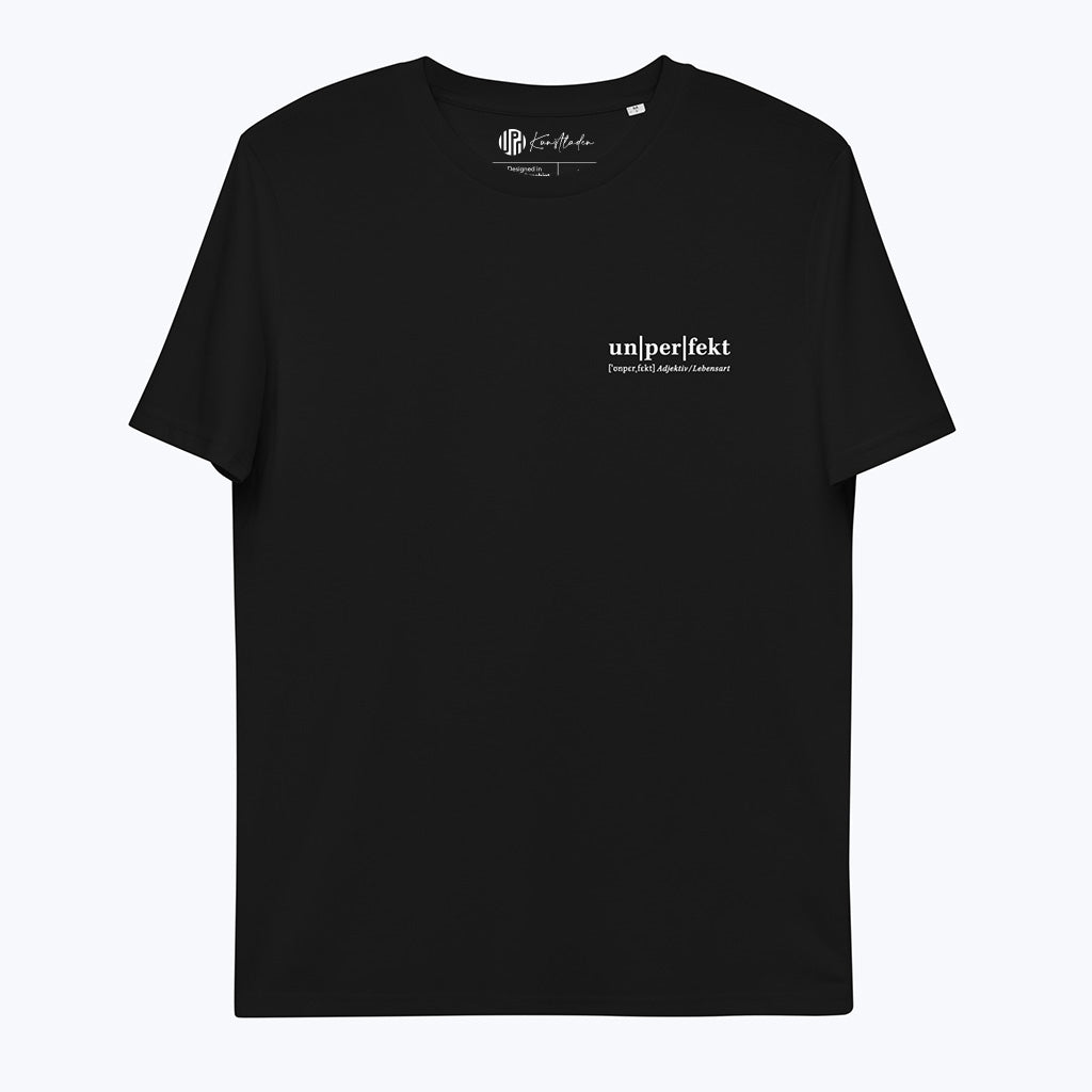 T-Shirt "Un-per-fekt" - Bio-T-Shirt mit Logo-Print, schwarz-T-Shirts-UpH Kunstladen-UpH Kunstladen