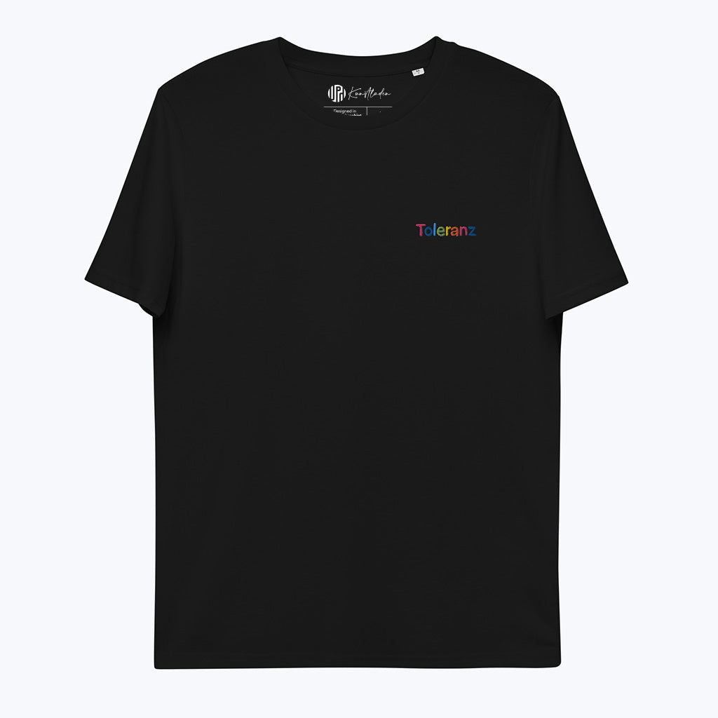 T-Shirt "Toleranz" - Bio-T-Shirt mit Statement-Stick, schwarz-T-Shirts-UpH Kunstladen-UpH Kunstladen