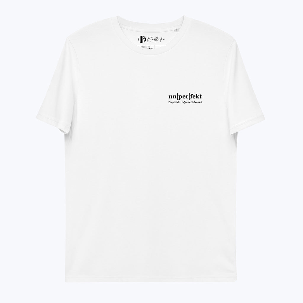 T-Shirt "Un-per-fekt" - Bio-T-Shirt mit Logo-Print, weiß-T-Shirts-UpH Kunstladen-UpH Kunstladen