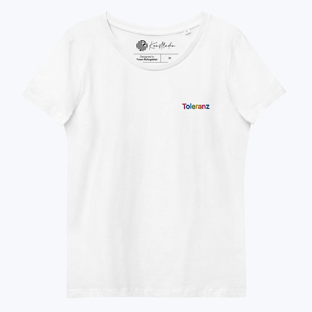 T-Shirt "Toleranz - Bio-Damen-T-Shirt mit Statement-Stick, weiß-T-Shirts-UpH Kunstladen-UpH Kunstladen