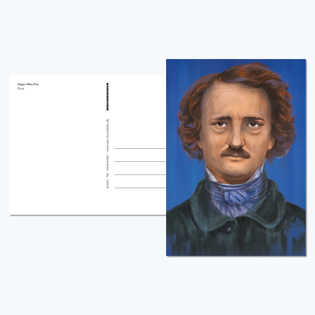 Kunstdruckkarte "Edgar Allen Poe"-Postkarten-Flora-UpH Kunstladen