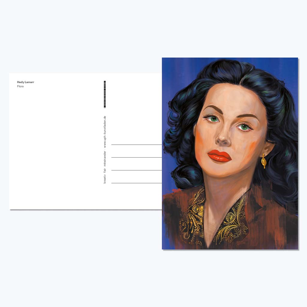 Kunstdruckkarte "Hedy Lamarr"-Postkarten-Flora-UpH Kunstladen