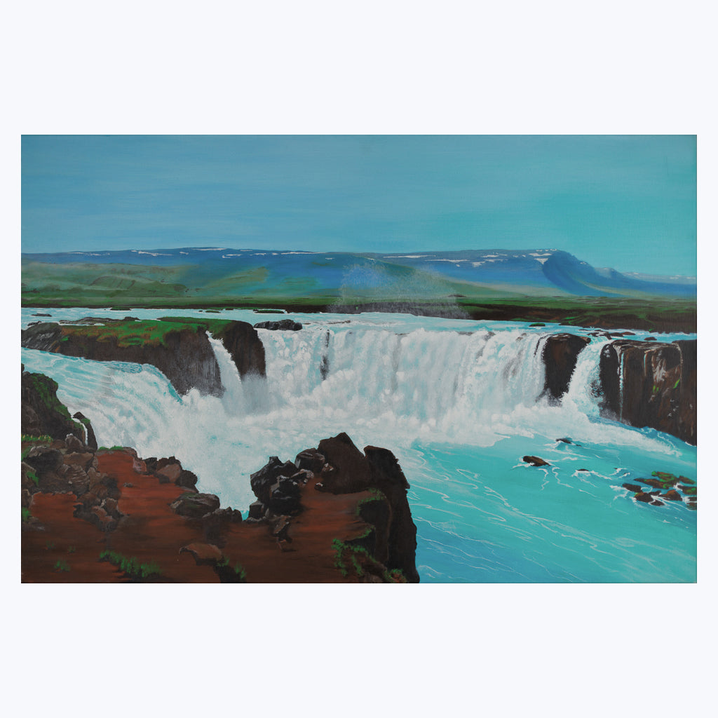 Bild "Godafoss Wasserfall, Island" - Acryl auf Leinwand-Wandbilder-Lothar Ebbert-UpH Kunstladen