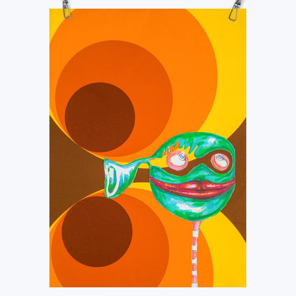Bild "Fulk lauschend" - Collage auf Karton-Wandbilder-Monika Knoop-Tausch-UpH Kunstladen