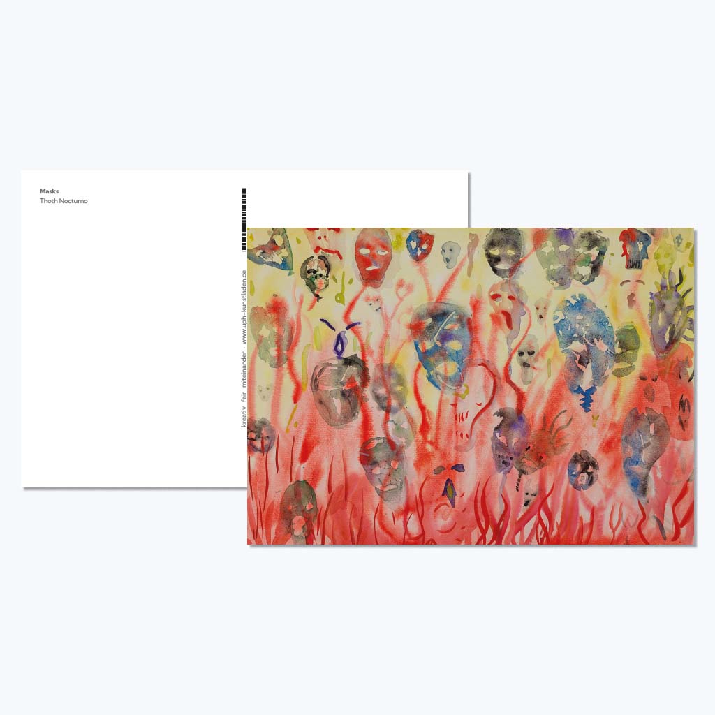 Kunstdruckkarte "Masks"-Postkarten-Thoth Nocturno-UpH Kunstladen