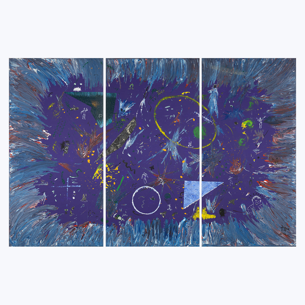 Bild/Triptichon "Viole(n)t Cosmos" - Acryl auf Leinwand-Wandbilder-Thoth Nocturno-UpH Kunstladen
