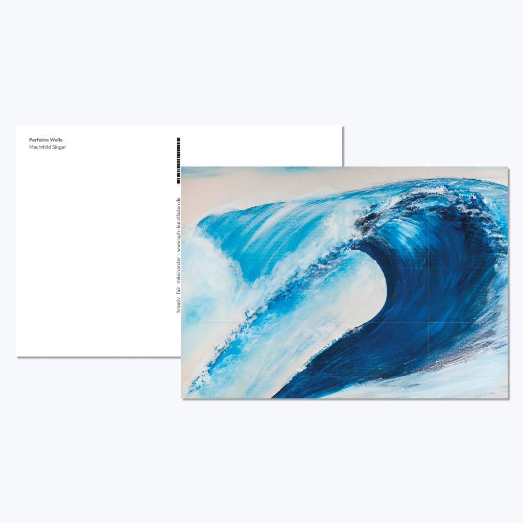 Kunstdruckkarte "Perfekte Welle"-Postkarten-Mechthild Singer-UpH Kunstladen