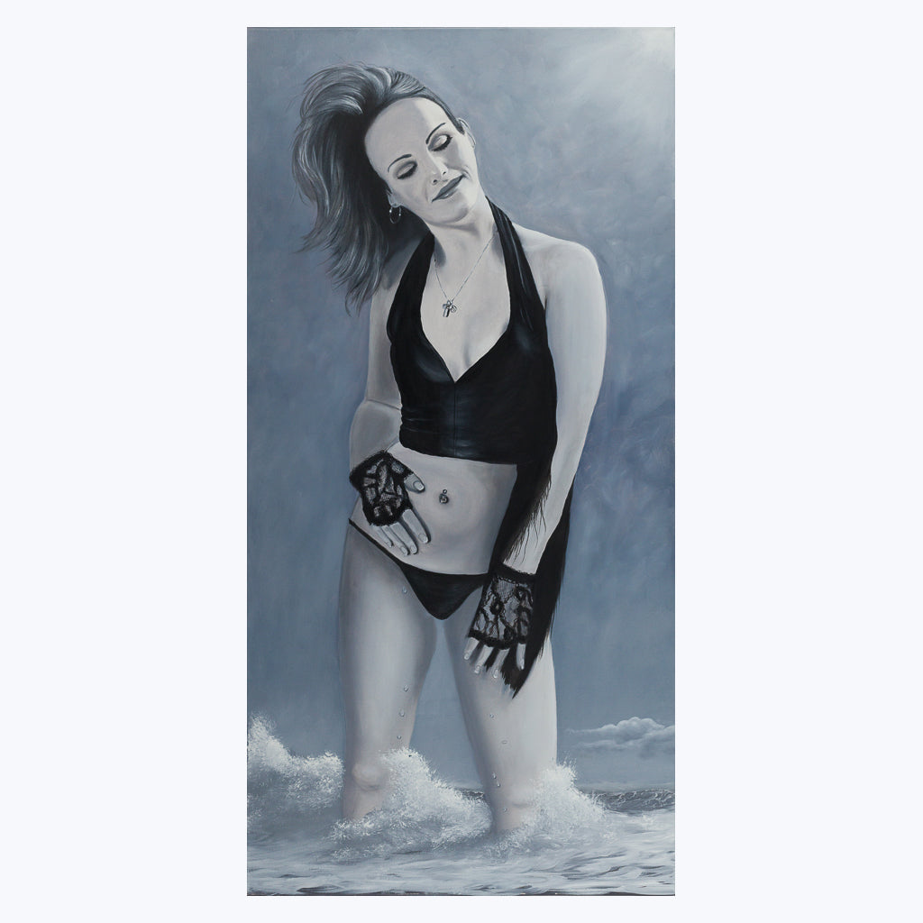 Bild "Junge Frau stehend im Wasser" - Öl auf Leinwand-Wandbilder-Mario Bitzer-UpH Kunstladen