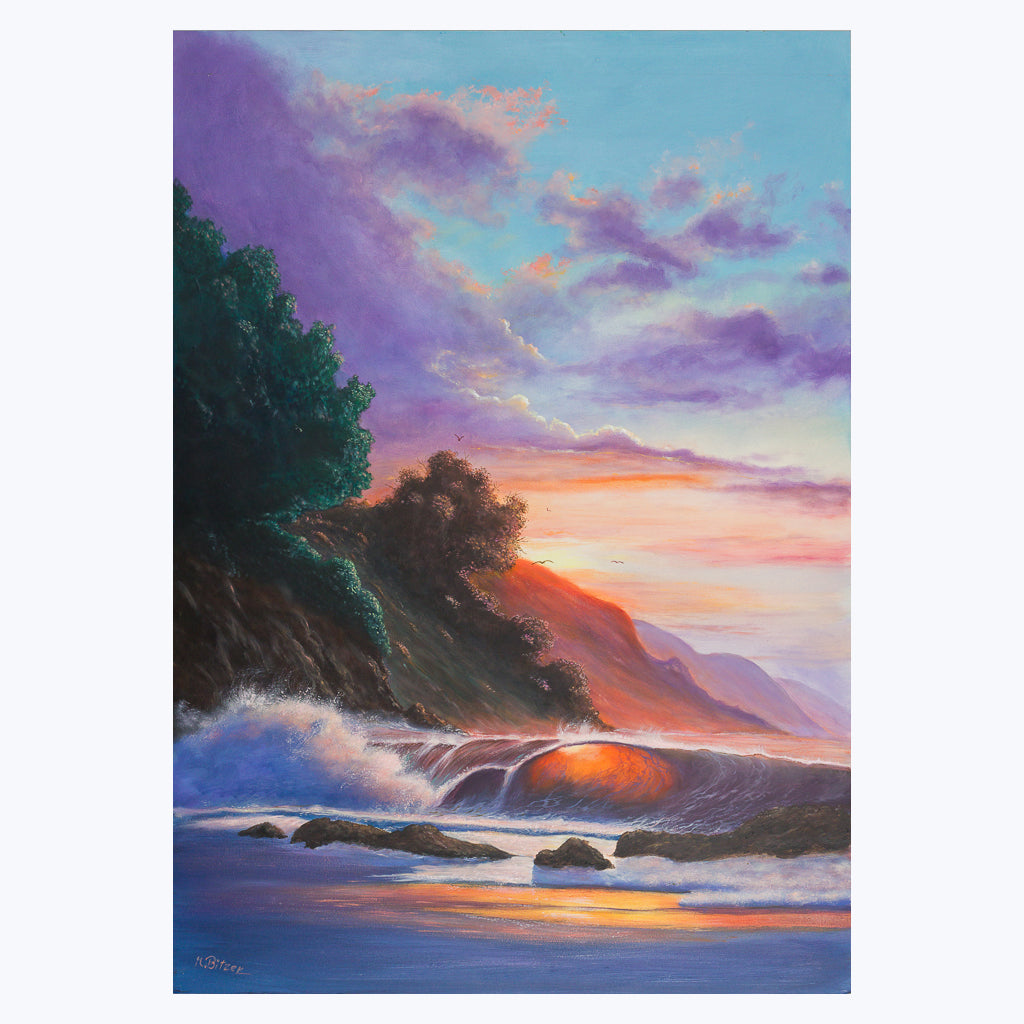 Bild "Sonnenuntergang am Meer" - Öl auf Malkarton-Wandbilder-Mario Bitzer-UpH Kunstladen