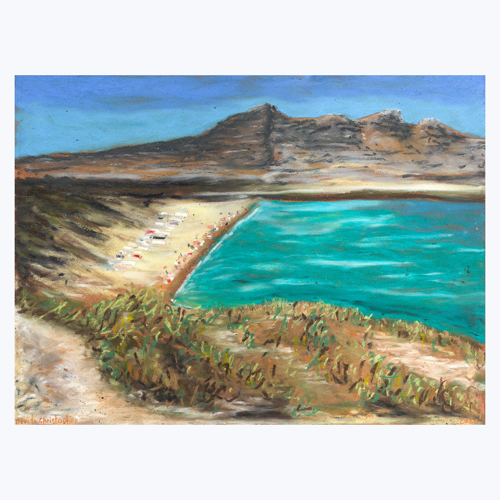 Bild "Charaki Beach (Haraki Beach) Rhodes/Greece" - Ölpastellkreide auf Karton-Wandbilder-David-Christopher-UpH Kunstladen