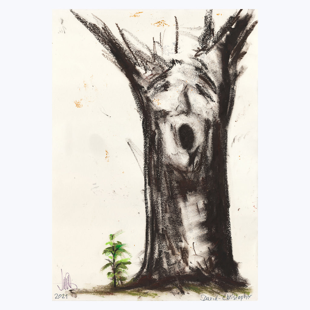 Bild "helping tree" - Mixed Media auf Karton-Wandbilder-David-Christopher-UpH Kunstladen