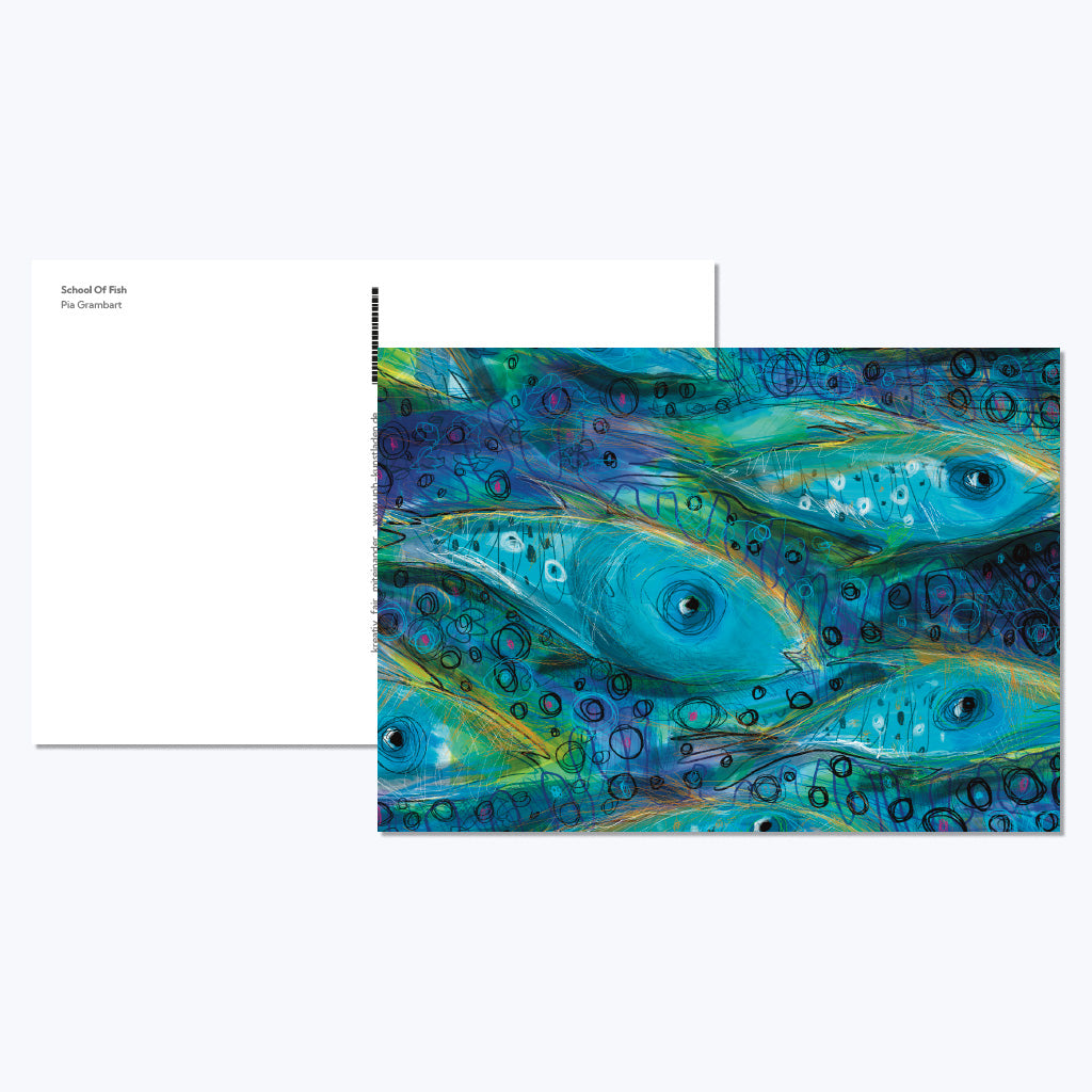 Kunstdruckkarte "School of fish"-Postkarten-Pia Grambart-UpH Kunstladen