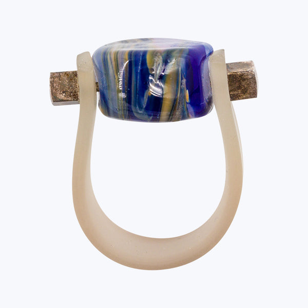 Ring Quarder, blau-Ringe-Werner Skowranek-UpH Kunstladen