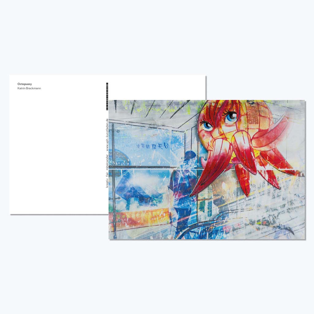 Kunstdruckkarte "Octopussy"-Postkarten-Katrin Brackmann-UpH Kunstladen