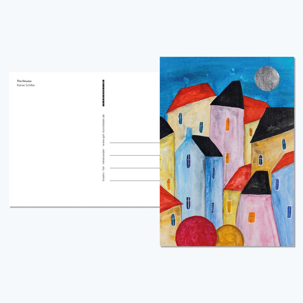 Kunstdruckkarte "The Houses"-Postkarten-Rainer Schilke-UpH Kunstladen