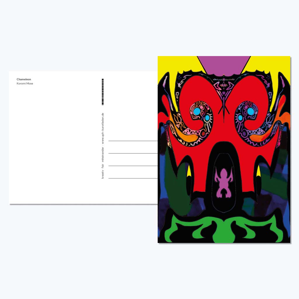 Kunstdruckkarte "Chameleon"-Postkarten-Koromi Mose-UpH Kunstladen