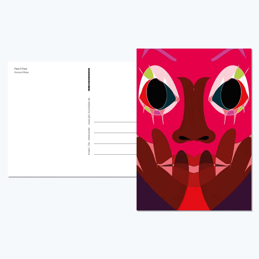 Kunstdruckkarte "face2face"-Postkarten-Koromi Mose-UpH Kunstladen