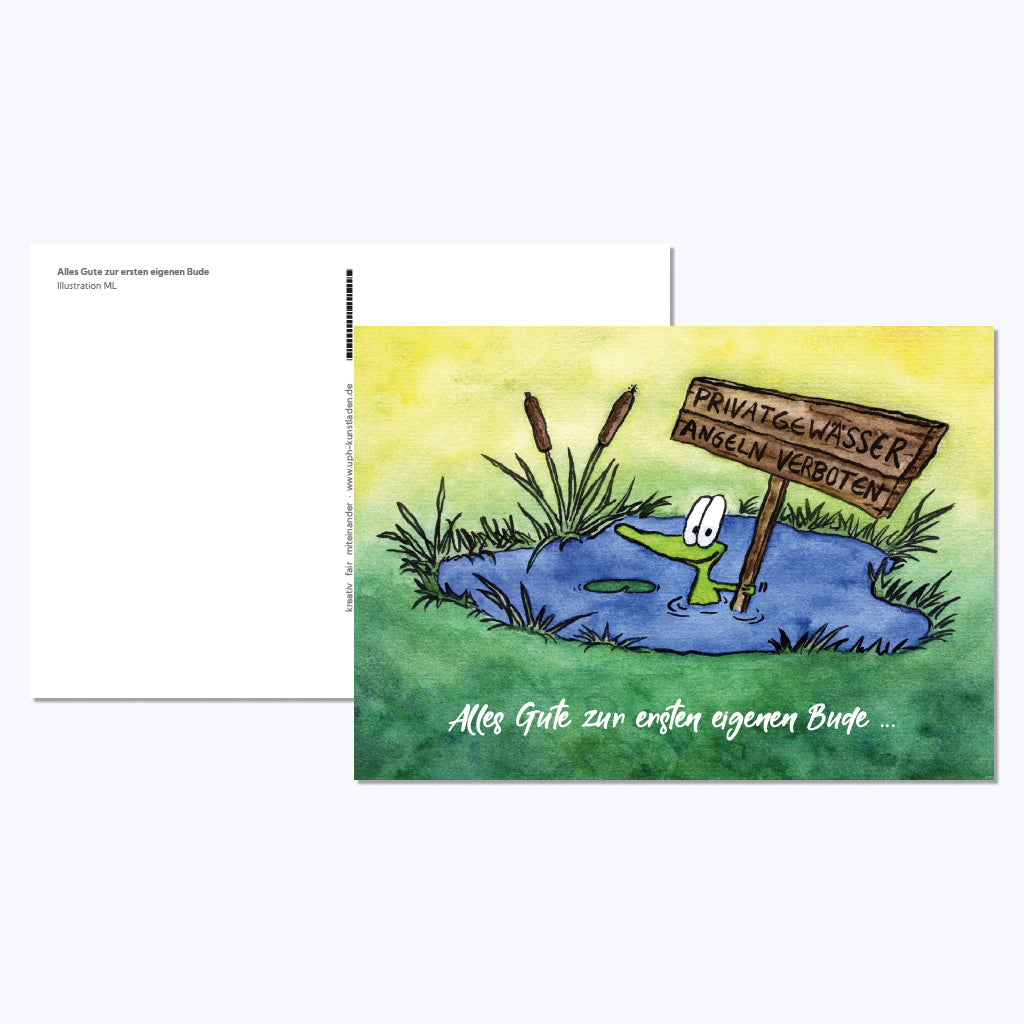 Kunstdruckkarte "Alles Gute zur ersten eigenen Bude"-Postkarten-ML-UpH Kunstladen