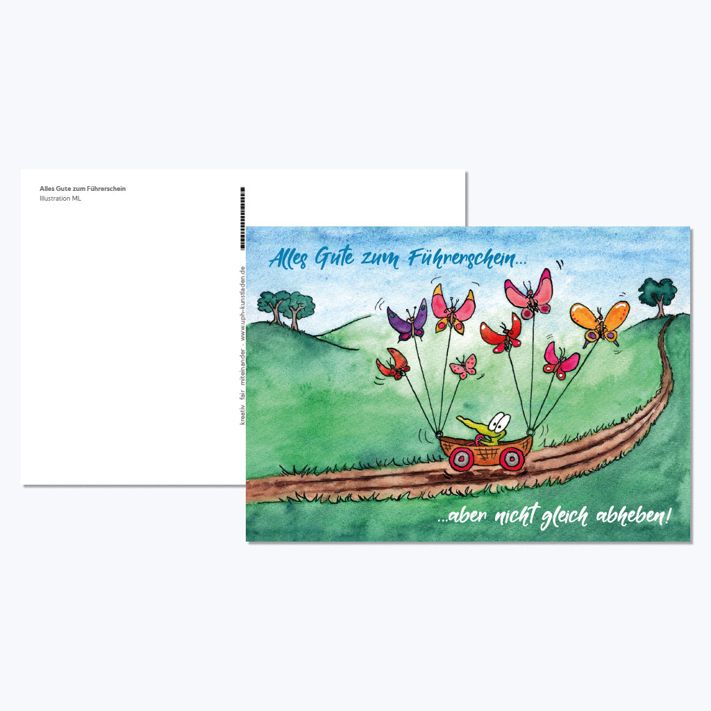Kunstdruckkarte "Alles Gute zum Führerschein…"-Postkarten-ML-UpH Kunstladen