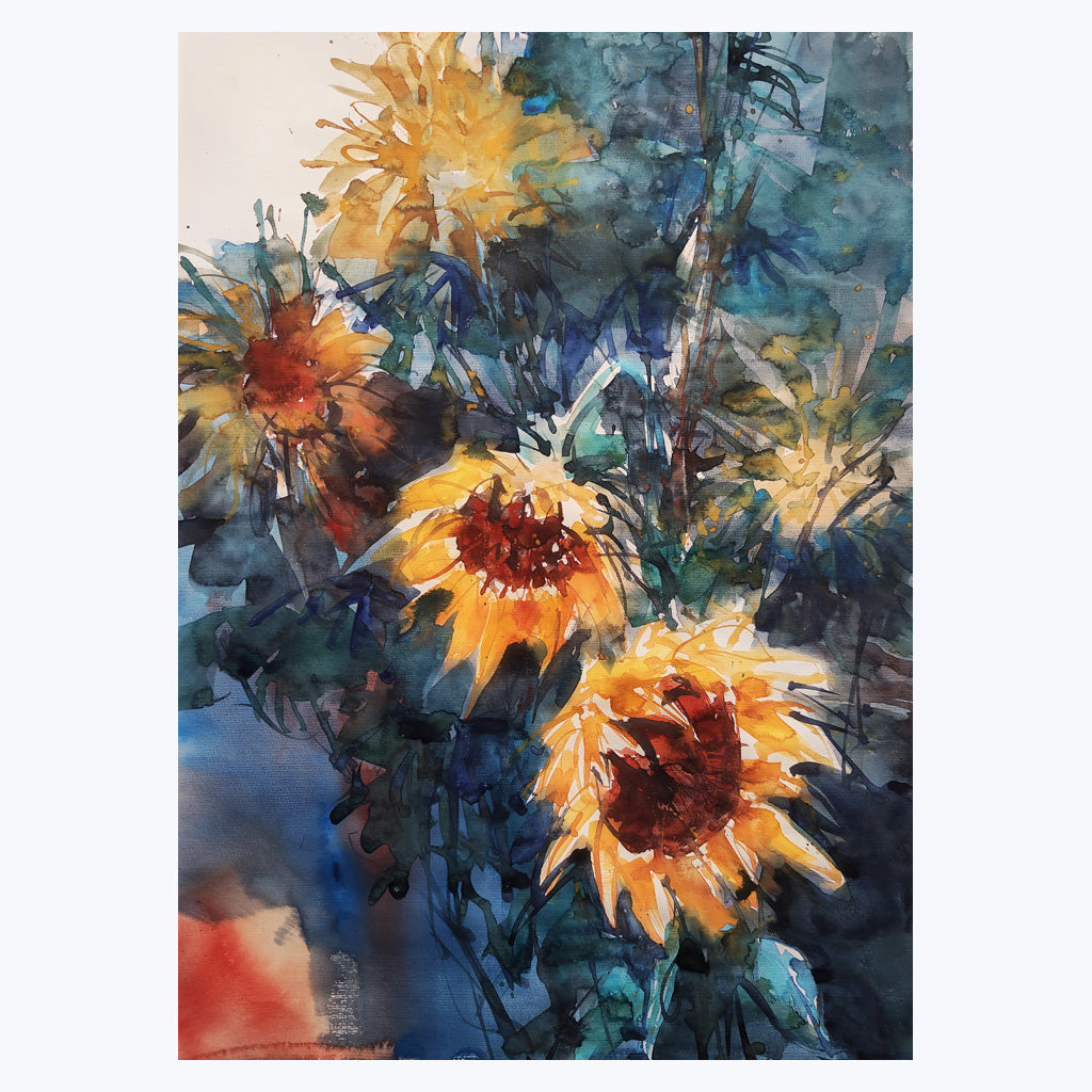 Bild "Sunflower Fantasy" - Aquarell auf Aquarellpapier-Wandbilder-Carsten Wieland-UpH Kunstladen