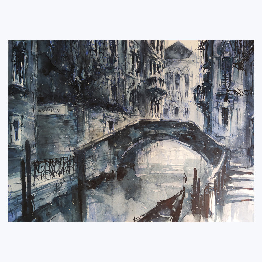 Bild "Venice Blues 01" - Aquarell auf Aquarellpapier-Wandbilder-Carsten Wieland-UpH Kunstladen