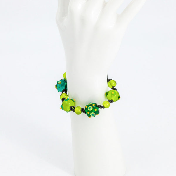 Armband 5 Perlen - grün transparent mit klein. Zwi.perlen-Armbänder-Werner Skowranek-UpH Kunstladen