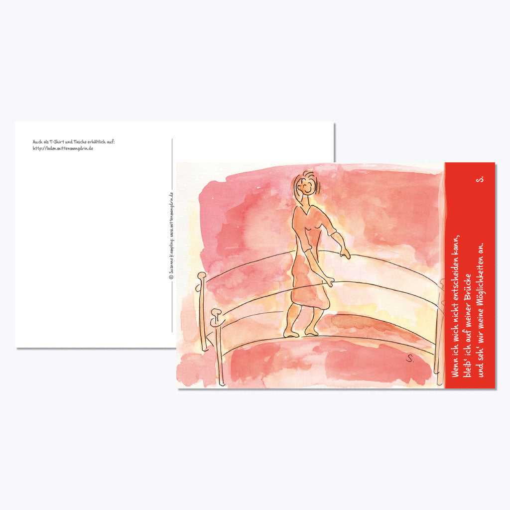 Kunstdruckkarte "Auf meiner Brücke"-Postkarten-Susanne Kampling-UpH Kunstladen