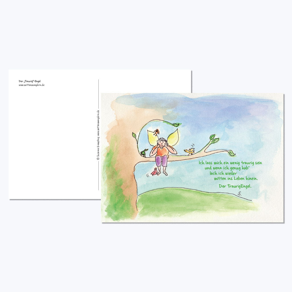 Kunstdruckkarte "Der TraurigEngel"-Postkarten-Susanne Kampling-UpH Kunstladen