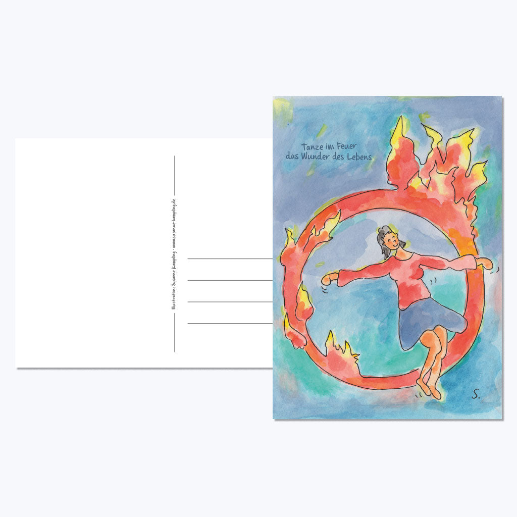 Kunstdruckkarte "Tanze im Feuer"-Postkarten-Susanne Kampling-UpH Kunstladen