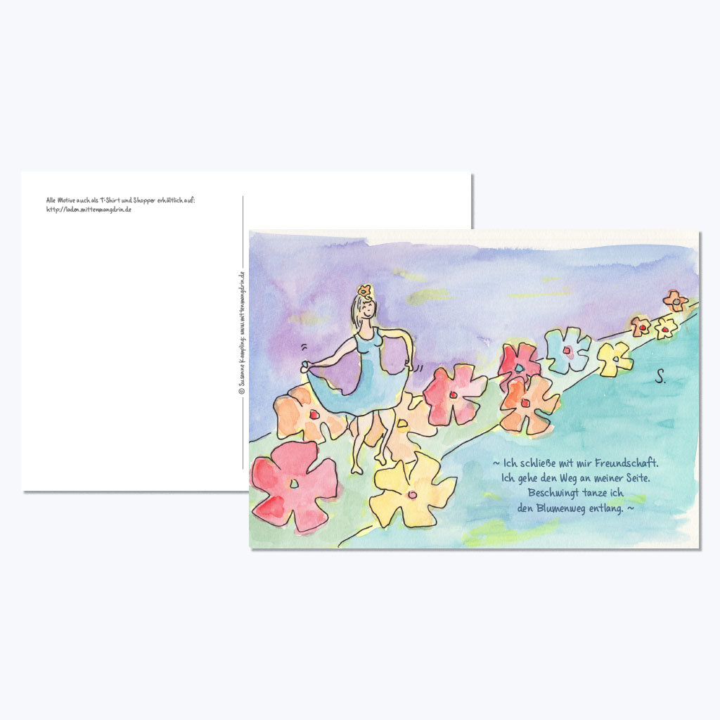 Kunstdruckkarte "Ich schließe Freundschaft mit mir"-Postkarten-Susanne Kampling-UpH Kunstladen