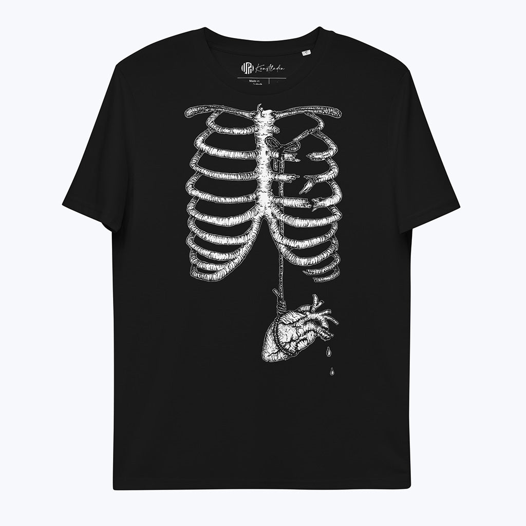 T-Shirt "ribcage" - Bio-T-Shirt mit Kunstdruck von cold aesthetics-T-Shirts-cold aesthetics-UpH Kunstladen