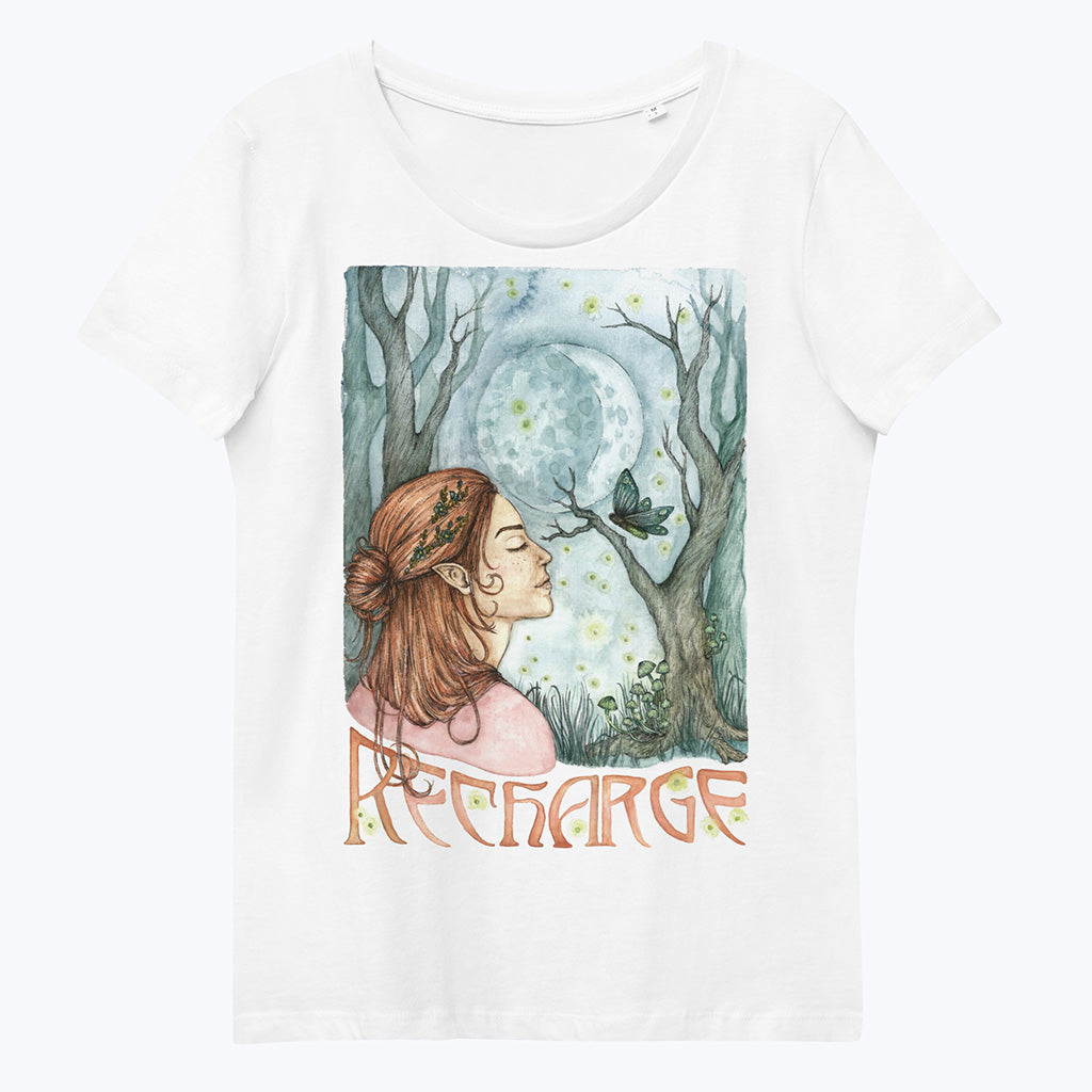 T-Shirt "recharge" - Bio-T-Shirt mit Kunstdruck von cold aesthetics-T-Shirts-cold aesthetics-UpH Kunstladen